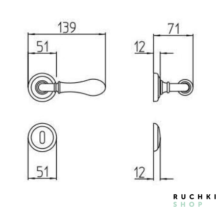 Ручка на розетке DOGE, Античная бронза, Mandelli 