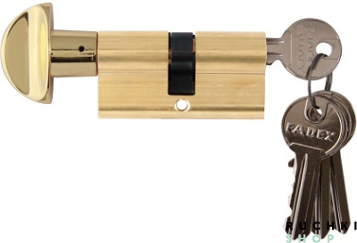 Цилиндр WC  60мм (30-30) ключ/вертушка, Полированная латунь, Melodia