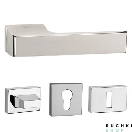 Ручка Мелоди 3099 полированный хром с фиксатором и накладкой на ключевой цилиндр