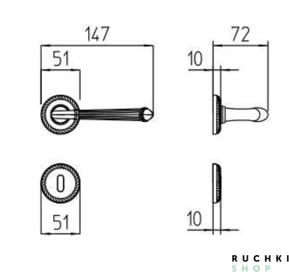 Ручка на розетке AURORA, Матовый латунь, Mandelli 
