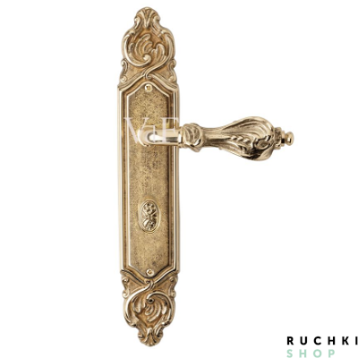 Ручка на планке Кастелли с заверткой, Полированная латунь, Val de fiori 