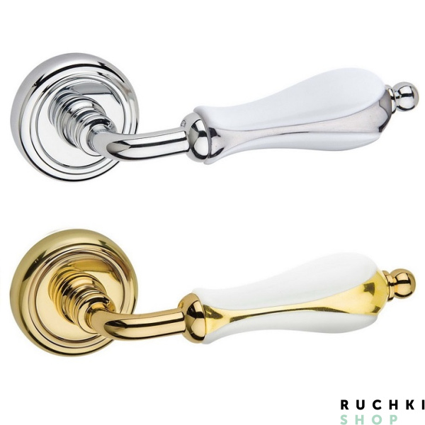 Ручка на розетке ANASTASIA, Хром / белая керамика, Fimet 