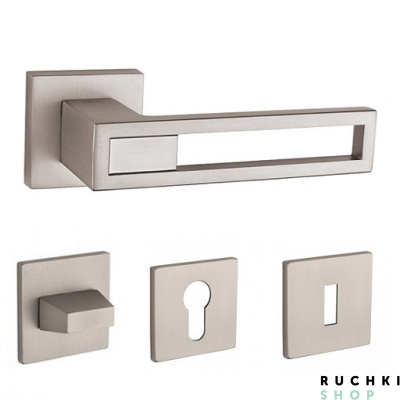 ручка 2737 никель с фиксатором и накладкой на ключевой цилиндр