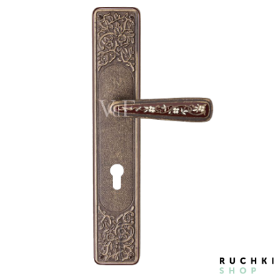 Ручка на планке Николь под цилиндр, Античная бронза+эмаль, Val de fiori 