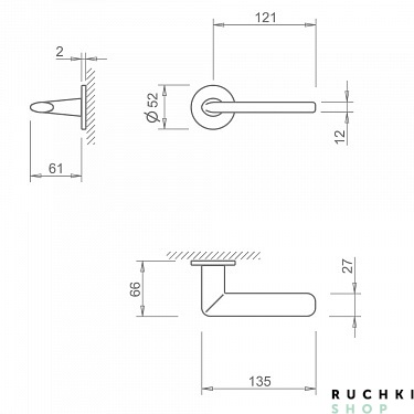 Схема ручки Элиптика 3098 матовый хром от фабрики Тупай
