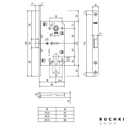 Замок под цилиндр 85 мм Mediana Evolution, Латунь, AGB 
