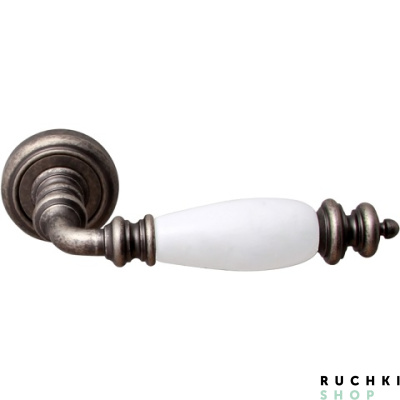 Ручка на розетке 50V SIENA (СИЕНА) 473V, Античное серебро,+Керамика, Melodia