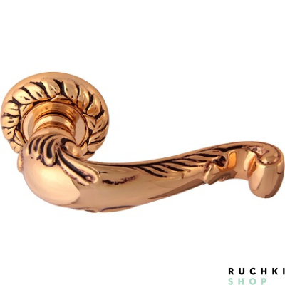 Ручка на розетке GEMA 1165, Золото 24К с коричневой патиной, CLASS 