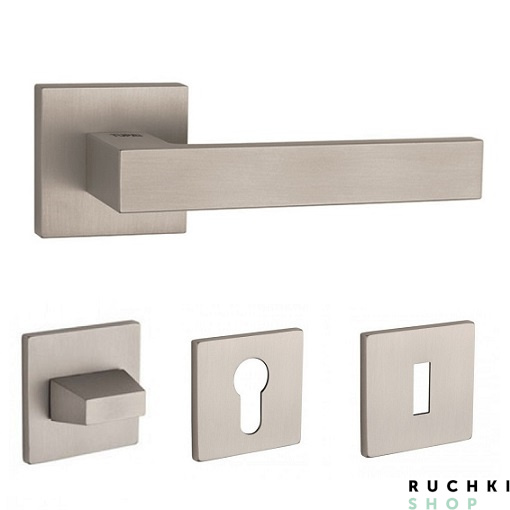 фото ручка 2275 никель матовый с фиксатором и накладкой на ключевой цилиндр