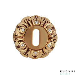 Накладка под ключ буратино J-rose 60мм, Золото 24К с коричневой патиной/кристаллы, CLASS 