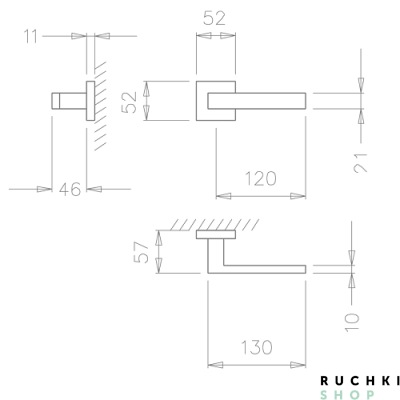 схема ручка на розетке Square Q 2275 Q, Матовый хром, Tupai