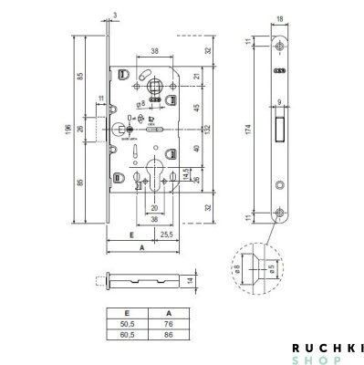Замок магнитный под цилиндр 85 мм Mediana Polaris, бронза, AGB 