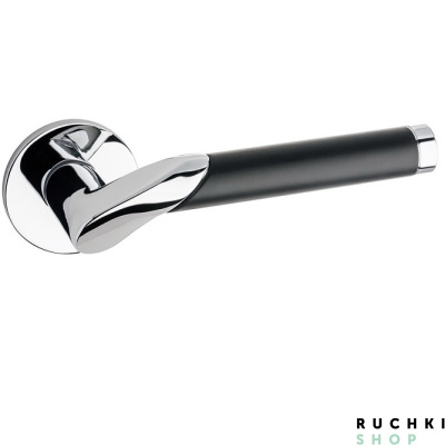 Ручка на розетке MIRAGE (Мираж), Хром/черный Velvet touch, Fimet