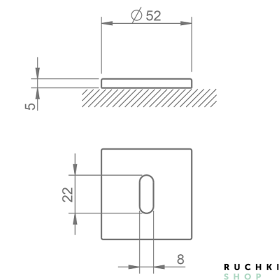 Накладка под ключ буратино 4048 5S Q, Матовый хром, Tupai 