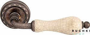 Ручка на розетке 50D CERAMIС 179D, Античное серебро+Керамика кракле, Melodia 
