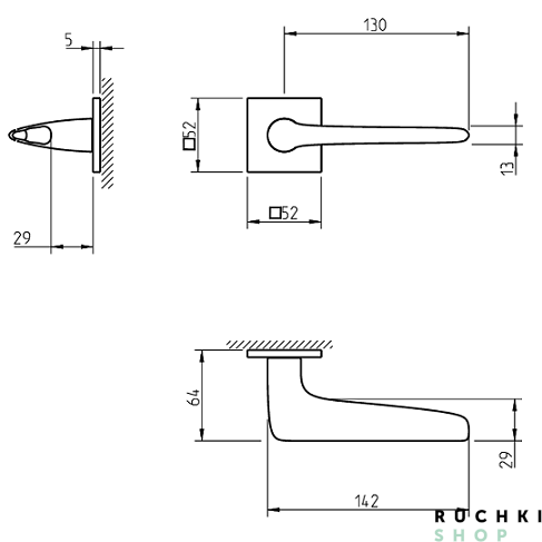 Ручка Тупай 4164 матовое золото матовая латунь
