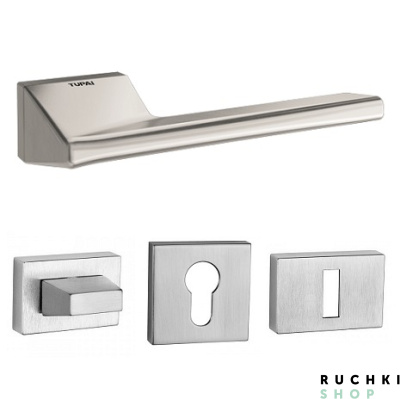 фото  ручка 4130 матовый хром с фиксатором и накладкой на ключевой цилиндр