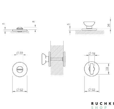 Сантехнический фиксатор 4041 5S RT, Черный матовый, Tupai 