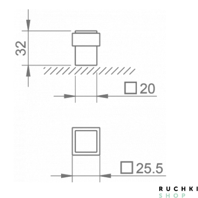 Ограничитель дверной 2617, Черный матовый, Tupai 