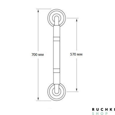 Ручка-скоба IMPERO MT 110 Z (ИМПЕРО) 700 мм, Серебро античное, Zermat 
