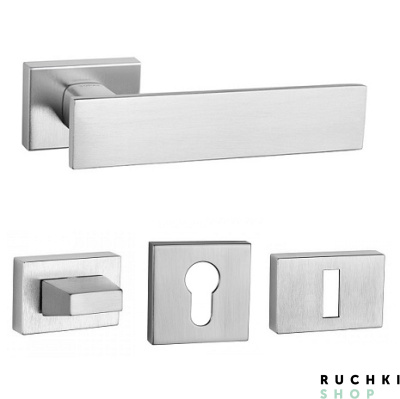 Фото ручка 2730 в цвете матовый хром с фиксатором и накладкой на ключевой цилиндр