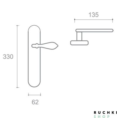 Ручка на планке Белладжио , Античное серебро+эмаль, Val de fiori 