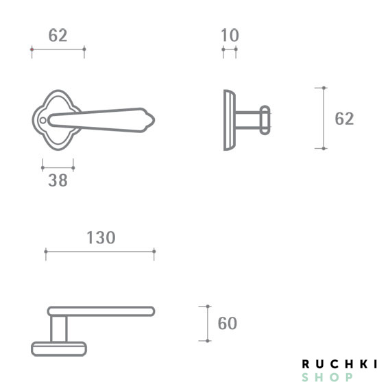Ручка на розетке Амуаж, Полированная латунь+эмаль,  Val de fiori 