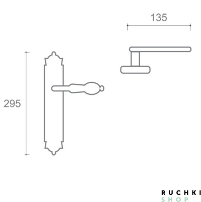 Ручка на планке Наполи под ключ, Античное серебро, Val de fiori 