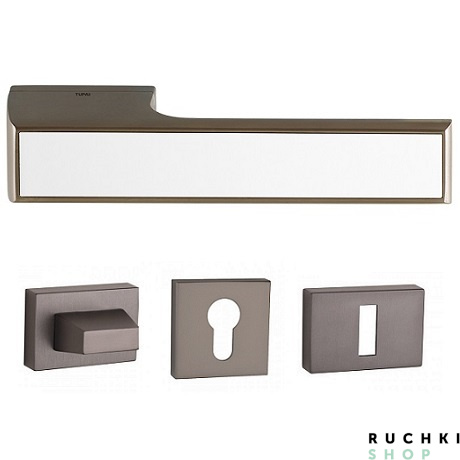 ручка на розетке 3089 титан со вставкой белый глянец с фиксатором