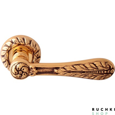 Ручка на розетке AGATA  1155, Золото 24К с коричневой патиной, CLASS