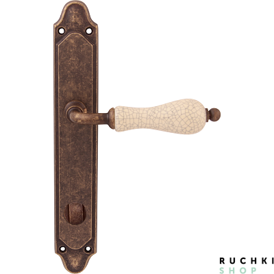 Дверная ручка на планке CERAMIC 179/158, Античная бронза+керамика кракле, Melodia 