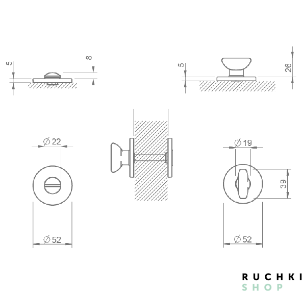 Сантехнический фиксатор 4041 5S RT, Никель матовый, Tupai 