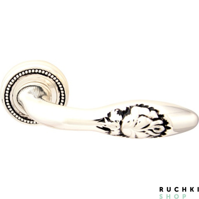 Ручка на розетке 50L ROSA (РОЗА) 243L, Серебро с чернением, Melodia 