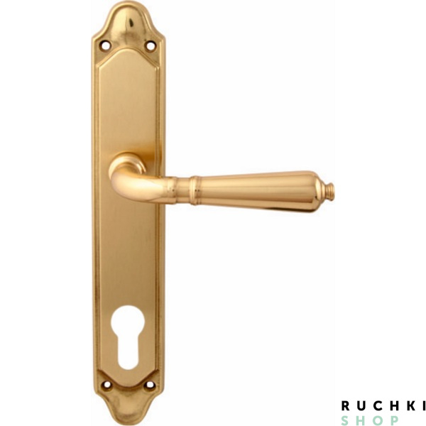 Дверная ручка на планке ANTIK 130/158, Полированная латунь, Melodia 