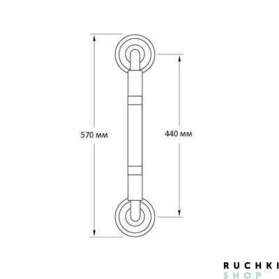 Ручка-скоба IMPERO MT 206 Z(ИМПЕРО) 570 мм, Серебро античное, Zermat 