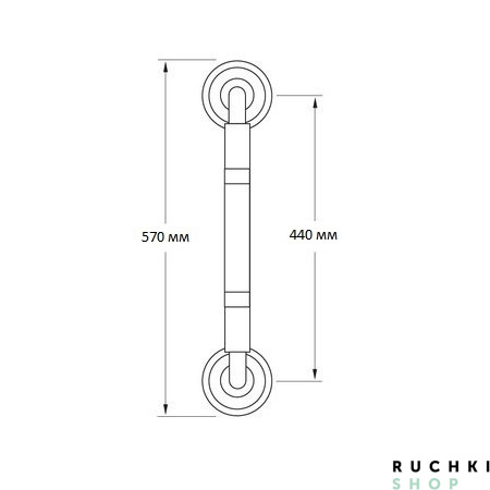Ручка-скоба IMPERO MT 206 Z(ИМПЕРО) 570 мм, Серебро античное, Zermat 