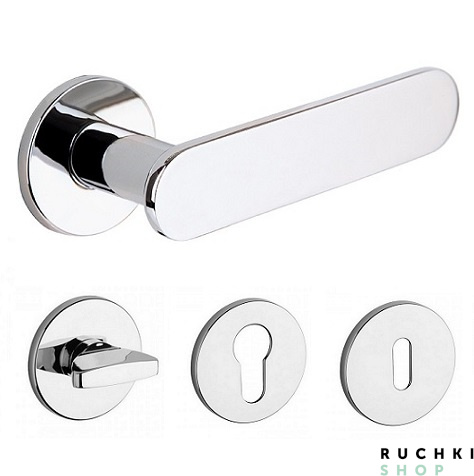 ручка 4006 полированный хром с фиксатором и накладкой на ключевой цилиндр