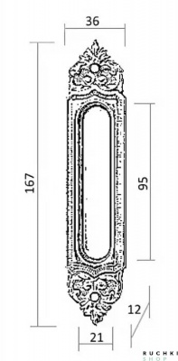 Размеры ручек купе для раздвижных дверей 280/1 PASS, Античное серебро, Melodia