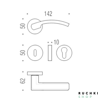 Размеры ручки Олли, Коломбо, Италия.