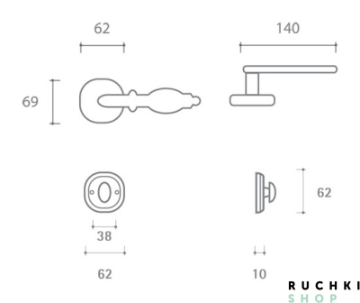 Ручка на розетке Кастелли, Античное серебро,  Val de fiori 