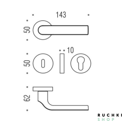 Размеры ручки на розетке META, Полированный хром, Colombo (Коломбо)