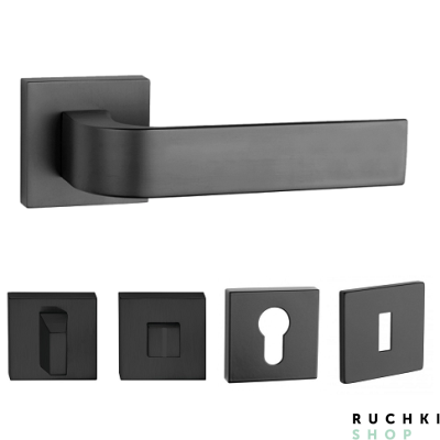 Ручка 2732 Q черная с фиксатором и накладкой на ключевой цилиндр