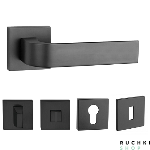 Ручка 2732 Q черная с фиксатором и накладкой на ключевой цилиндр