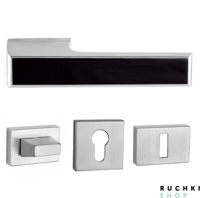 Ручка 3089 матовый хром черный глянец с фиксатором