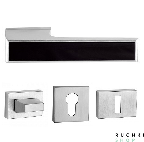 Ручка 3089 матовый хром черный глянец с фиксатором