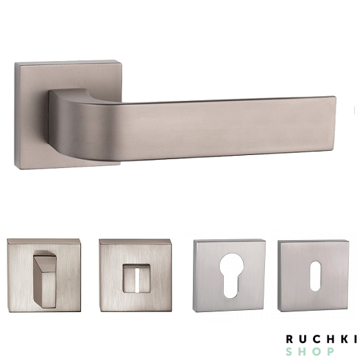 Ручка 2732 Q никель с фиксатором и накладкой на ключевой цилиндр