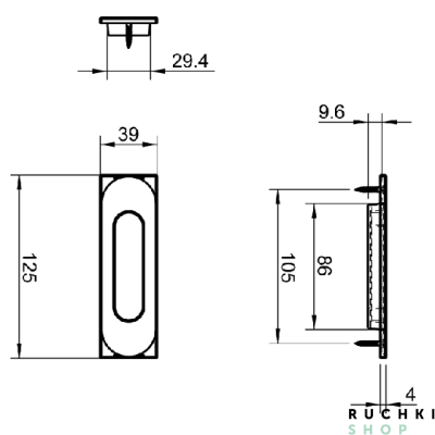 Ручка для раздвижных дверей 4052 , Белый, Tupai 