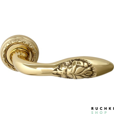 Ручка на розетке 50D ROSA (РОЗА) 243D, Полированная латунь, Melodia