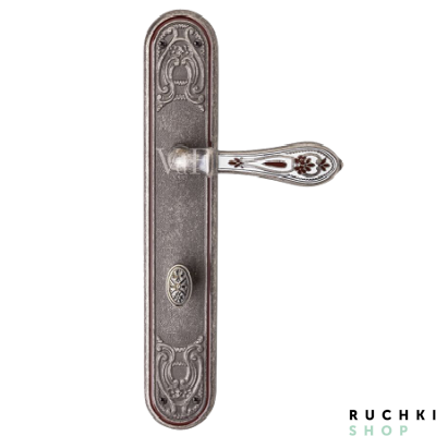 Ручка на планке Белладжио с заверткой  , Античное серебро+эмаль, Val de fiori