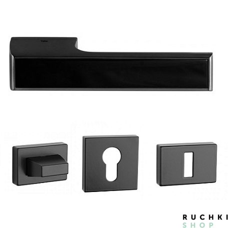 Ручка 3089 черный с фиксатором и накладкой под клбючевой цилиндр